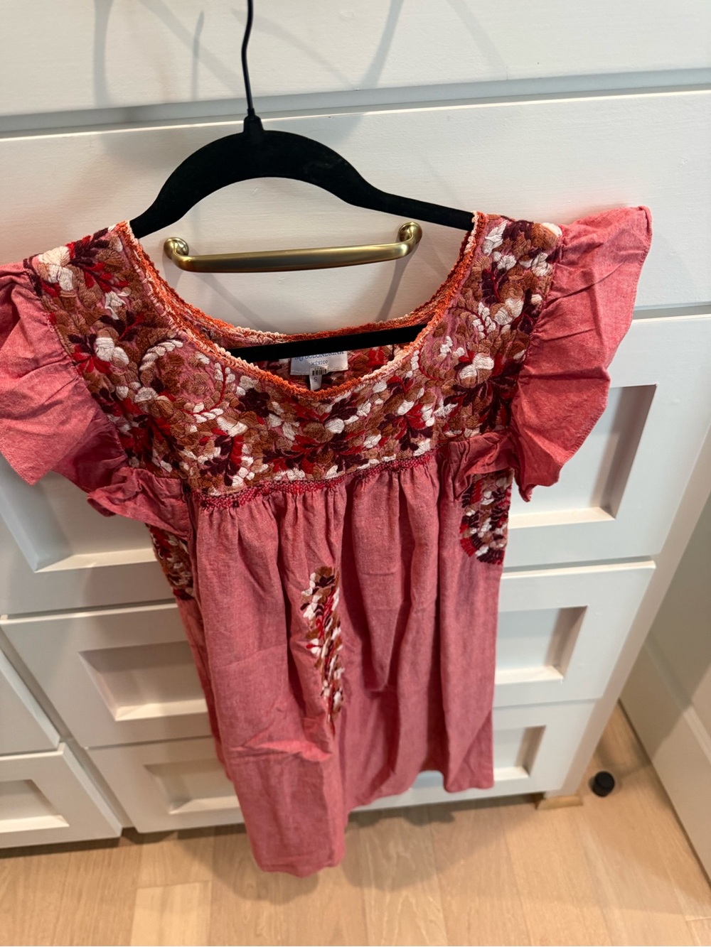 Mi Golondrina Multicolor Pink and Orange Embroidered Boho Top